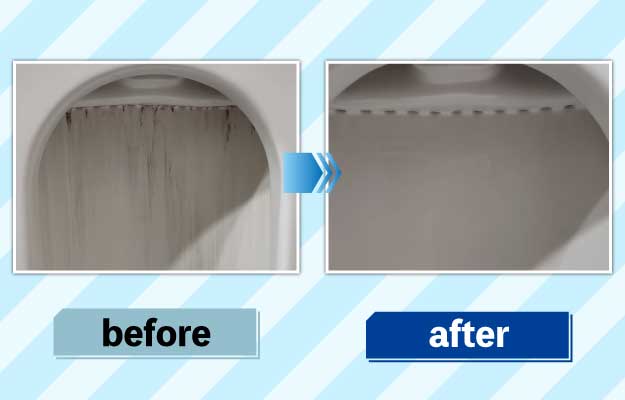 風呂場掃除の前後の写真