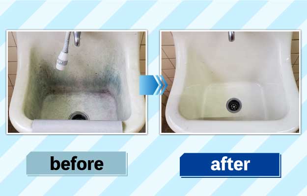 風呂場掃除の前後の写真