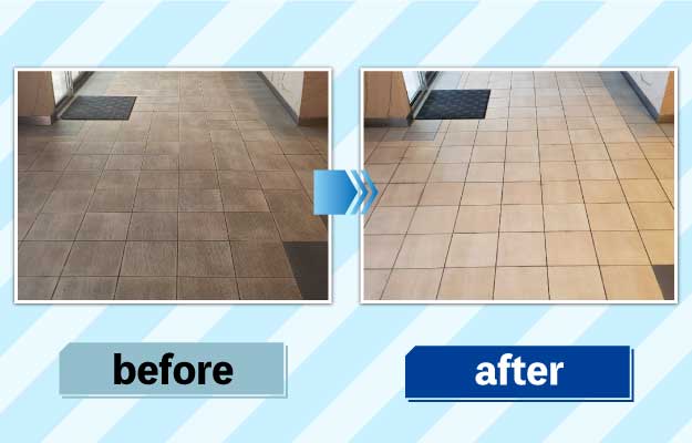 風呂場掃除の前後の写真