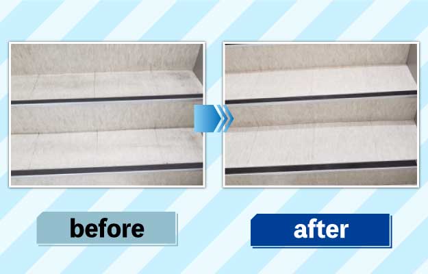 風呂場掃除の前後の写真