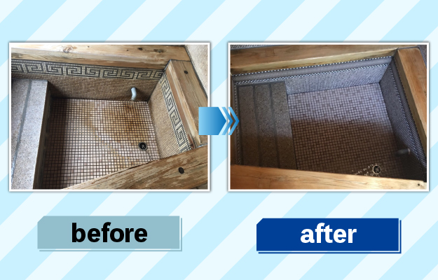 風呂場掃除の前後の写真