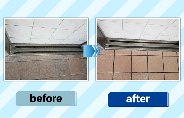 風呂場掃除の前後の写真