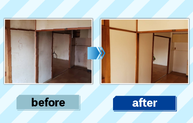 風呂場掃除の前後の写真